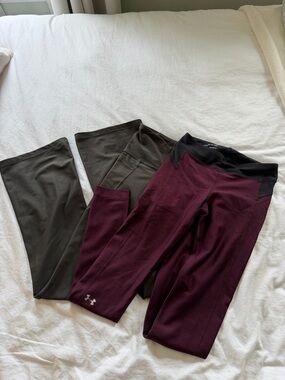Under Armour Burgundy & Olive Old Navy Flare Leggings Duo